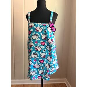 Hello Kitty Sanrio Plush Fleece Spa Towel Wrap Blue Pink Heart Y2K Womens Small